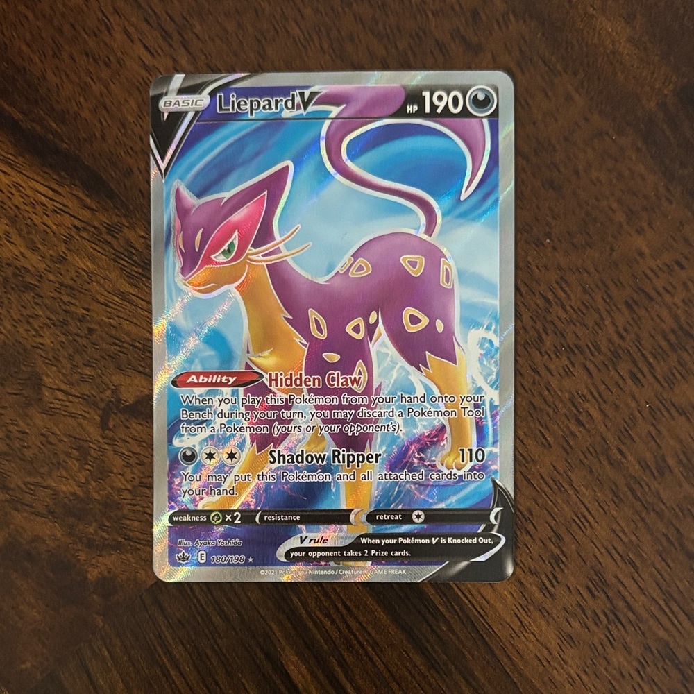 Pokemon Trading Card - Liepard V - Purple and Yellow